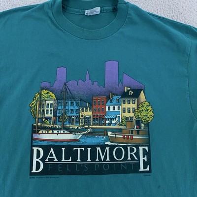 Vintage Fells Point Baltimore Maryland Shirt Large/XL Waterfront 90s Tee Teal