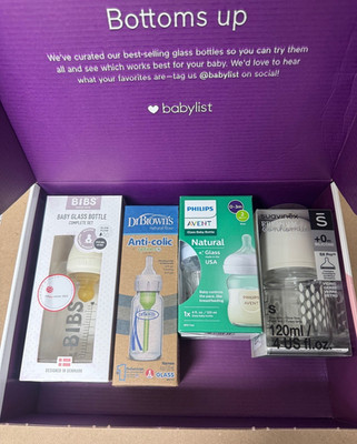 Babylist Glass Bottle Gift Box Philips, Dr. Brown's, Suavinex, BIBS