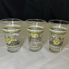 Vintage Coca-Cola Whataburger Glasses Yellow Rose Set of 3