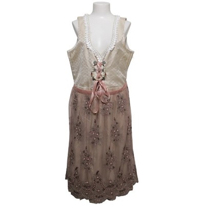 Edelnice, Dirndl, Größe: 50, Beige/Pink, Polyester, Blumen, Spitze, Damen #Kc0
