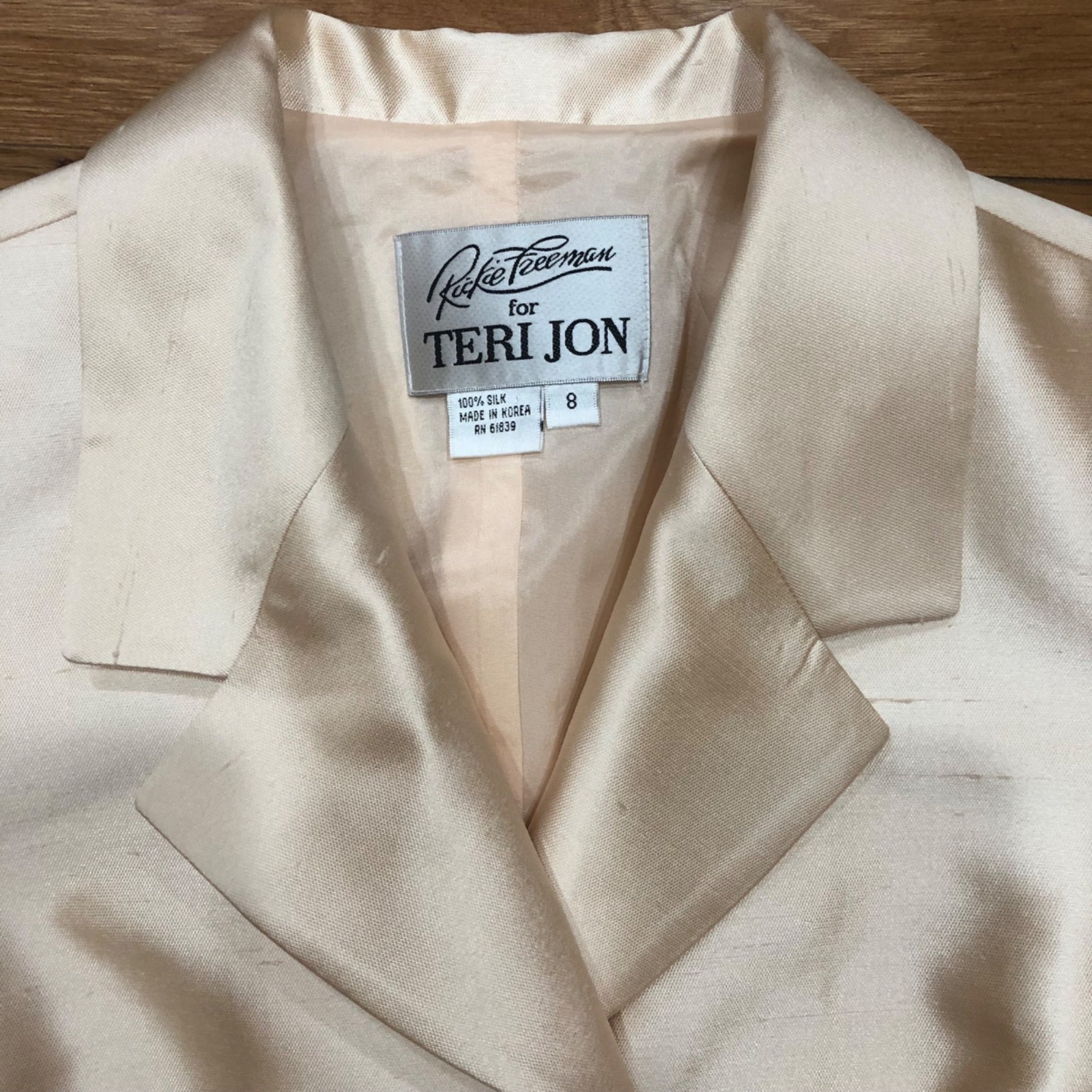Rickie Freeman for Teri Jon 100% Silk Peach Dress & Jacket Combo Size 8