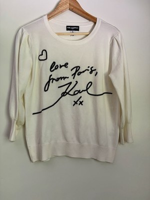 Karl Lagerfeld Paris  Love Paris, From Karl  Embroidered Sweater Cream Size M