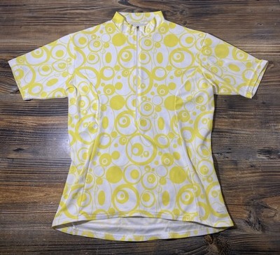 TERRY Women's Cycling Jersey Shirt Yellow & White cycling Biking Size Large L