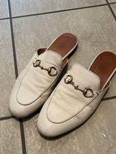 GUCCI Princetown White Leather Horsebit Mule Slipper Slides Shoes Size 38 US 8