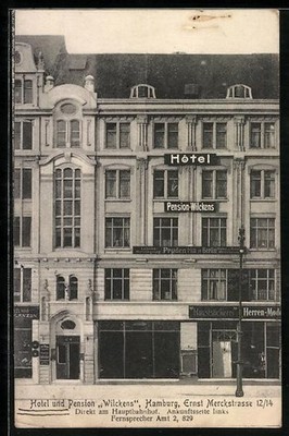 AK Hamburg-St.Georg, Hotel Pension Wilckens, Ernst Merckstrasse 12 1909 