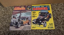 PAIR 1970s STREET RODDER MAGAZINE CHEVY V-8 HOT ROD CAMARO FORD DRAG RACING