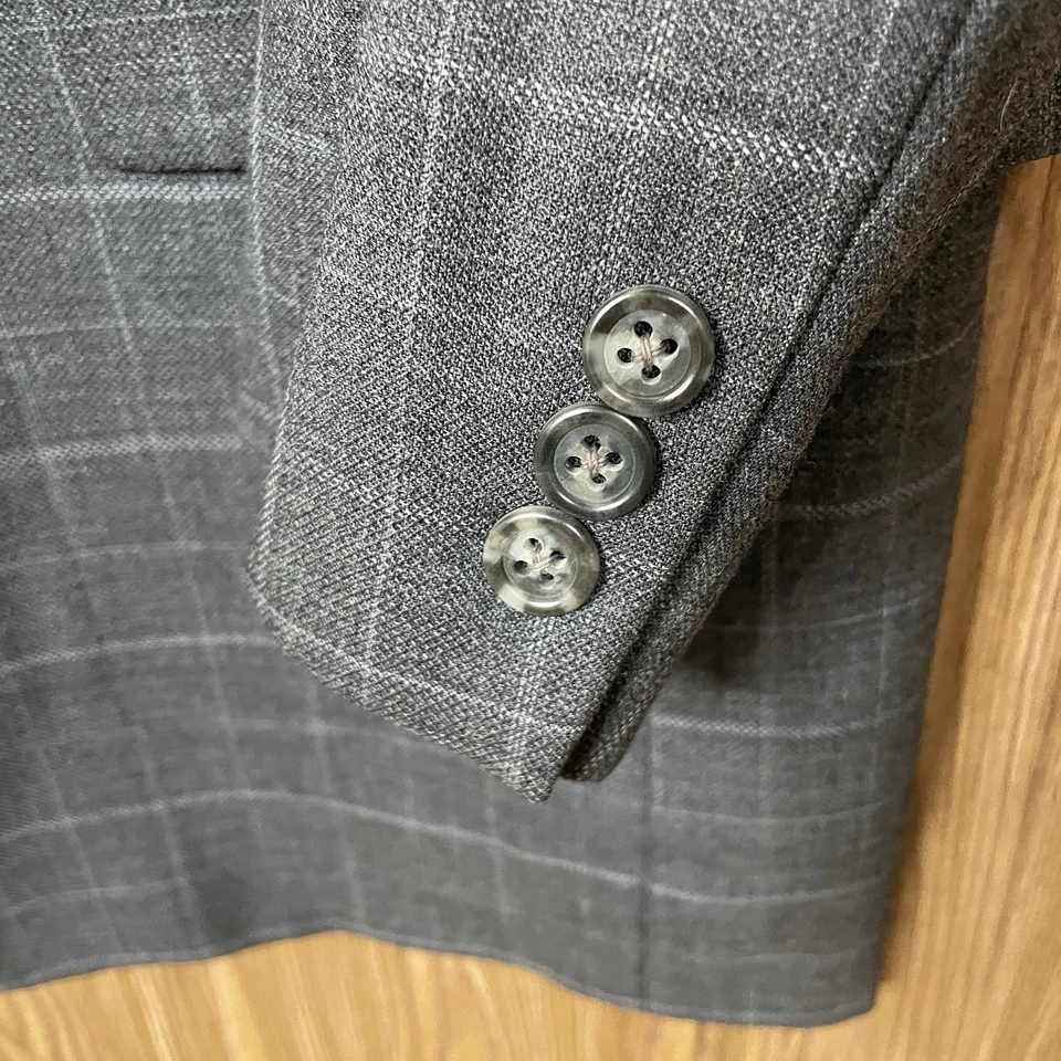 Abrigo deportivo Hickey Freeman para hombre 38R gris multicolor a cuadros 100 % lana hecho en EE. UU. Foto 3 de 4