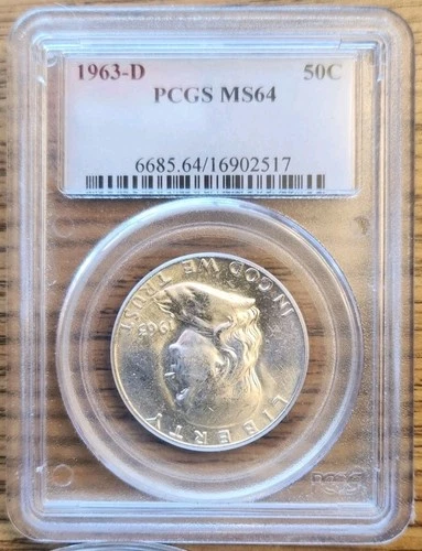 1963 D Franklin Silver Half Dollar Rattler PCGS MS64 #3812
