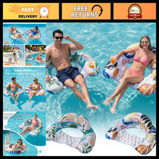 2 Pack Adult Pool Floats, Colorful Pool Floaties for Summer Fun, Inflatable Raft