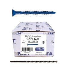 1/4" x 2-3/4" Blue Flat Phillips Concrete Screw Anchor with Drill Bit for Anc...