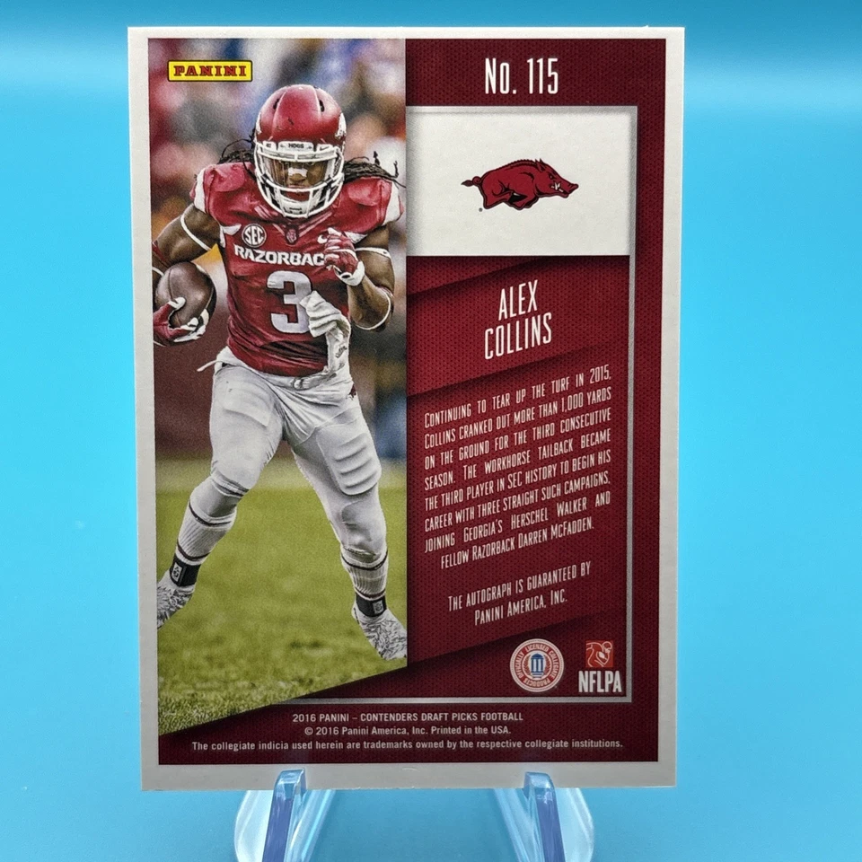 2016 Panini Contenders Draft Picks Cracked Ice /23 Alex Collins Rookie Auto RC - Image 2 of 2