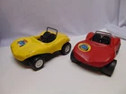 (2) Vintage Tonka Yellow & red metal Dune Buggy cars rubber steering WTO-760
