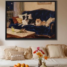 Oil Painting Dog Artwork Pomeranian Canvas Print Living Room Decor Pet Art