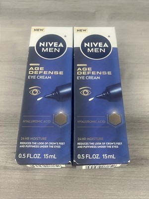 Lot of 2: Nivea Men Age Defense Eye Cream 24-Hour Hydrating 0.5 Fl Oz