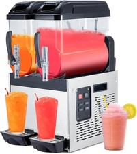 700W Commercial Slushie Machine 12Lx2 Double Tank Self-Cleaning Frozen Drink