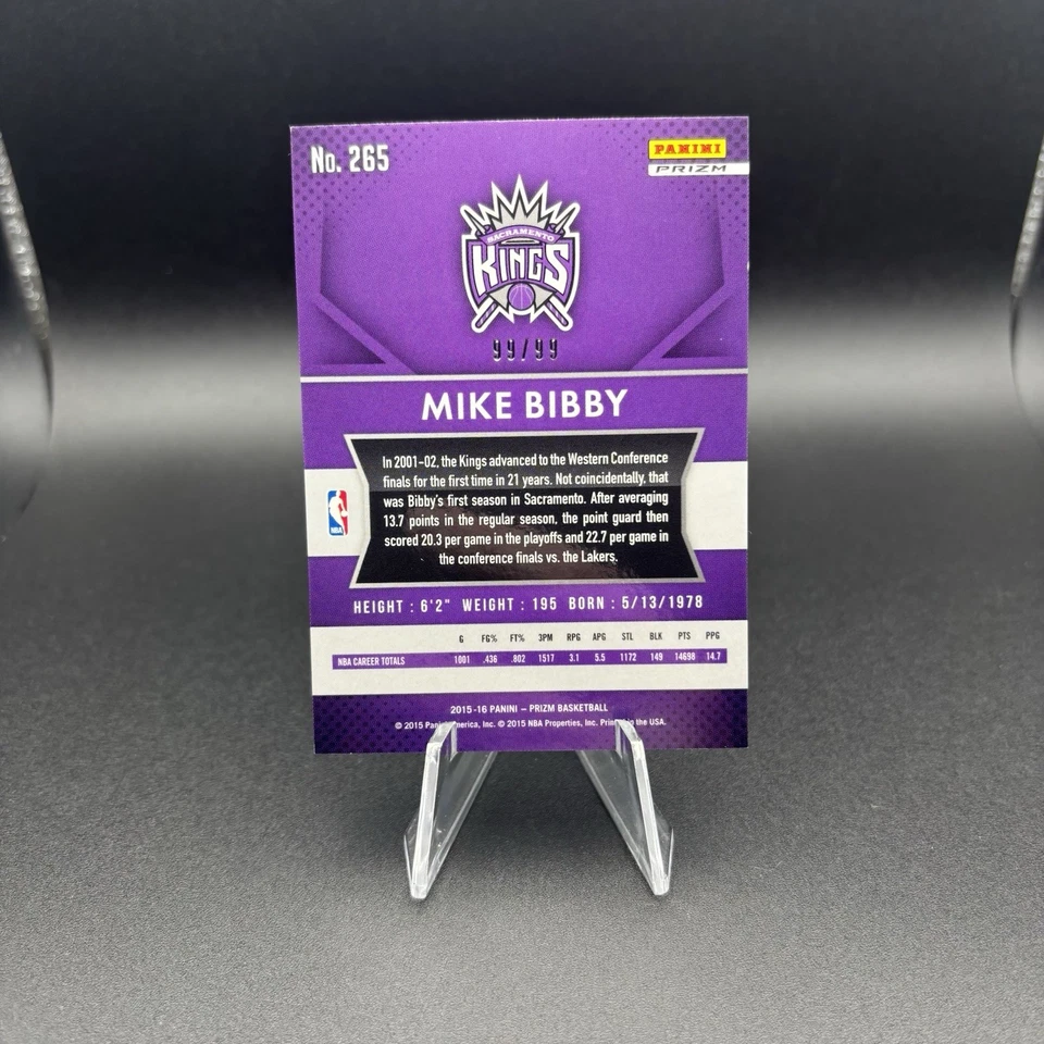 2015-16 Panini Prizm #265 Mike Bibby Purple Color Match Prizms 99/99 eBay 1/1 - Image 2 of 2