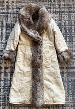 Vintage Excelled Collection Leather Faux Fur Afghan Coat Women  s Sz S Penny Lane
