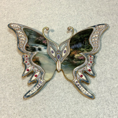Vtg Thomas Kinkade Ceramic Butterfly Beside Still Waters On Wings of Beauty