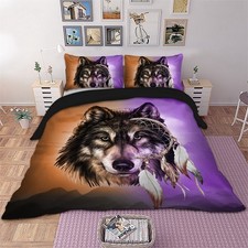 Soft Galaxy Wolf Duvet Quilt Cover Set Bedding Set with Pillowcase Single Size