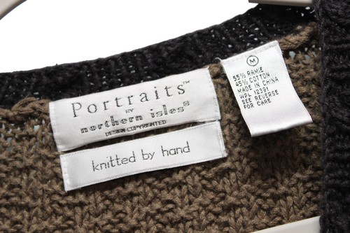 Vintage 90s Cardigan Sweater Size Medium Ramie Cotton Chunky Knit Grandmacore - Picture 9 of 12