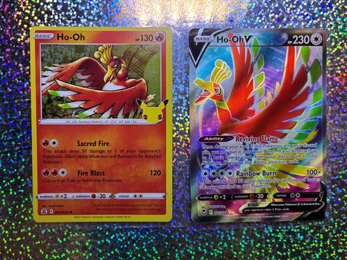 Pokemon TCG: Full Art 187/195 Ho-Oh V; Celebrations Rare Holo 001/025 Ho-Oh