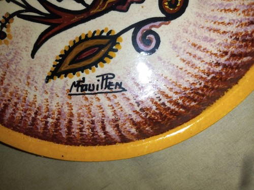 Rare Antique Quimper Wall Hanging Skillet , Artist Paul Fouillen C.1929 - Read - Picture 19 of 22