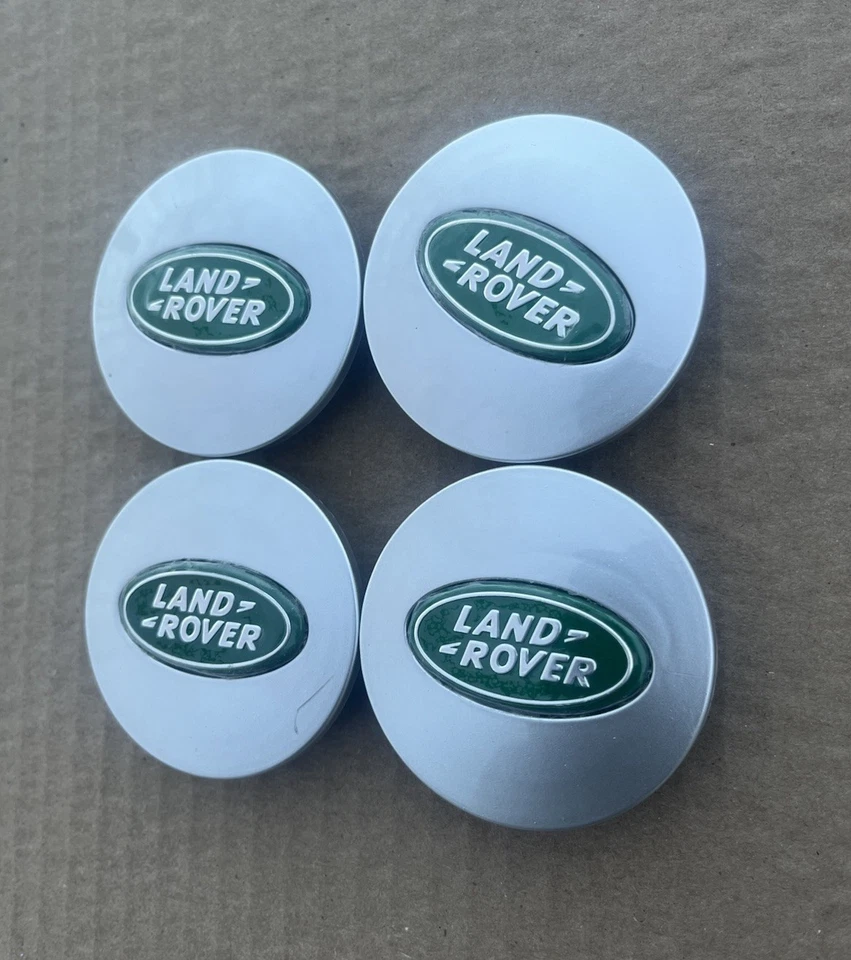 4x, Juego de tapacubos centrales de rueda Land Rover plateado-verde, centro HSE Land Rover Foto 3 de 4