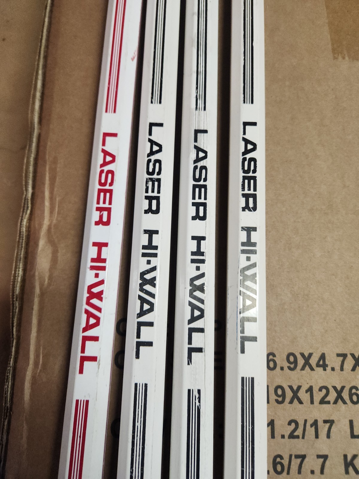 Lot Of 4 Vintage STX LASER Hi-Wall Lacrosse Shafts With The Rounded Throat.