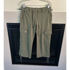 Vintage Da-Nang Surplus Cargo Pants Women s S Green Y2K Appliqu Knit Cropped