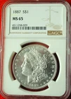 1887 Morgan Silver Dollar- NGC MS65 EYE APPEAL RIM TONNING