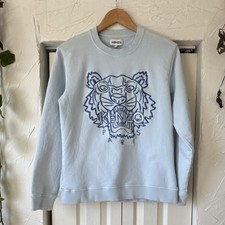 KENZO Tiger Embroidered Light Blue Cotton Sweatshirt Women's M Pullover