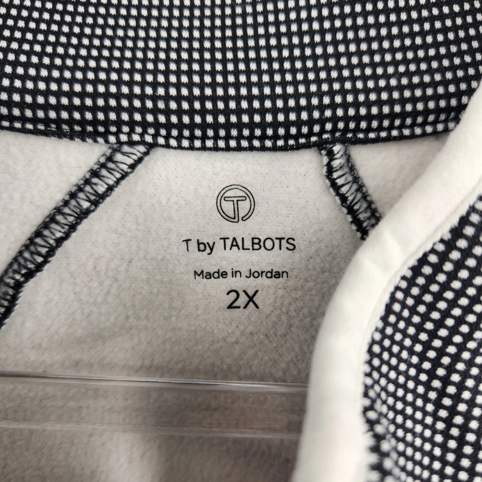 Sudadera Pullover T By Talbots Cuarto Cremallera Mujer Talla Grande 2X Negra Blanca Foto 4 de 4