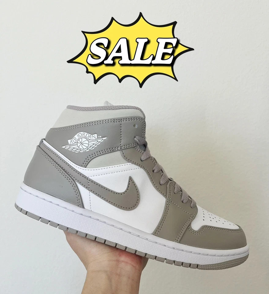 🔥Nike Air Jordan 1 Mid 'Lino' Gris Universitario 554724-082 Talla 8-10 Foto 2 de 4