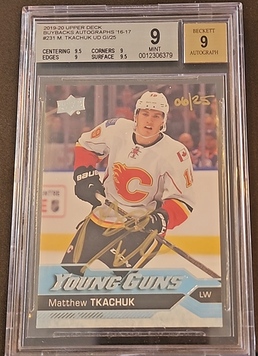 2016-17 UD #231 Matthew Tkachuk Young Guns Buybacks Auto Gold Ink /25 - BGS - Picture 1 of 16