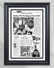 1977 Oakland Raiders Super Bowl XI Champions Framed Front Page Newspaper Print
