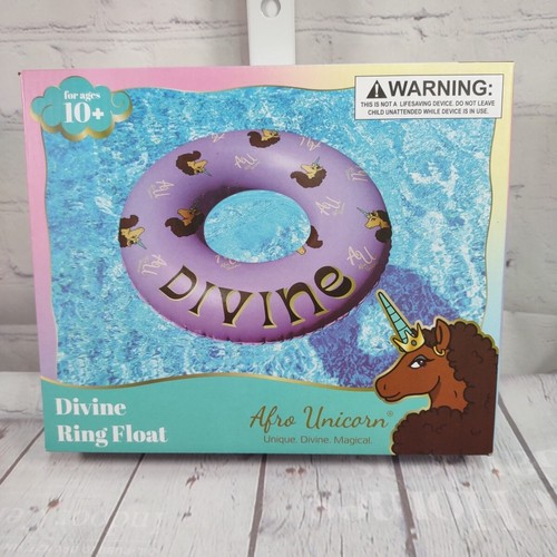 Afro Unicorn 39-IN DIVINE Inflatable Swim Ring Float Pool Beach Lake PURPLE