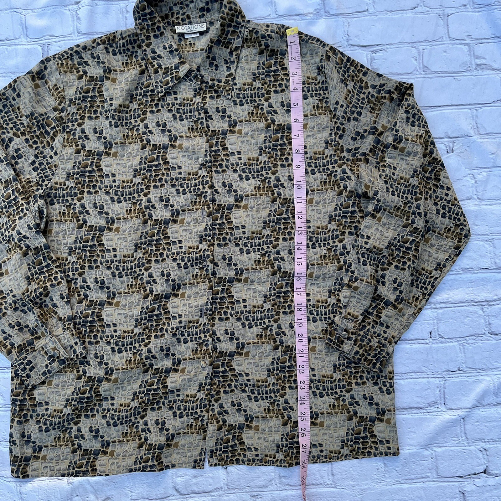 Notations Blouse Button Down Long Sleeve 16w Anim… - image 9