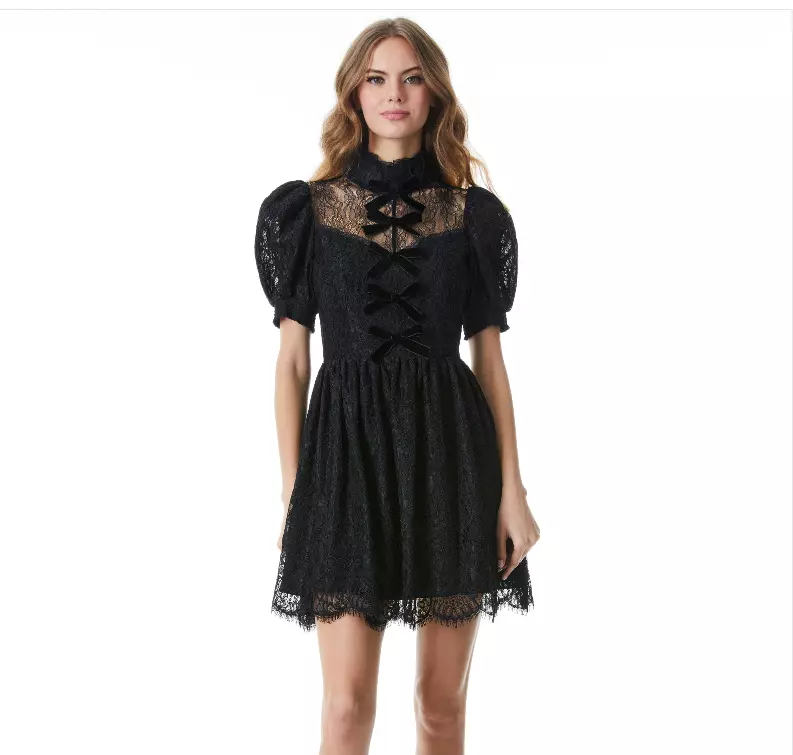 NWT $595 Alice + Olivia Vernita Lace Button-down Party Dress in size 6!