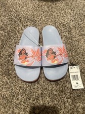 adidas Disney Moana Slides Youth Girls 4 Adilette Comfort Blue Orange