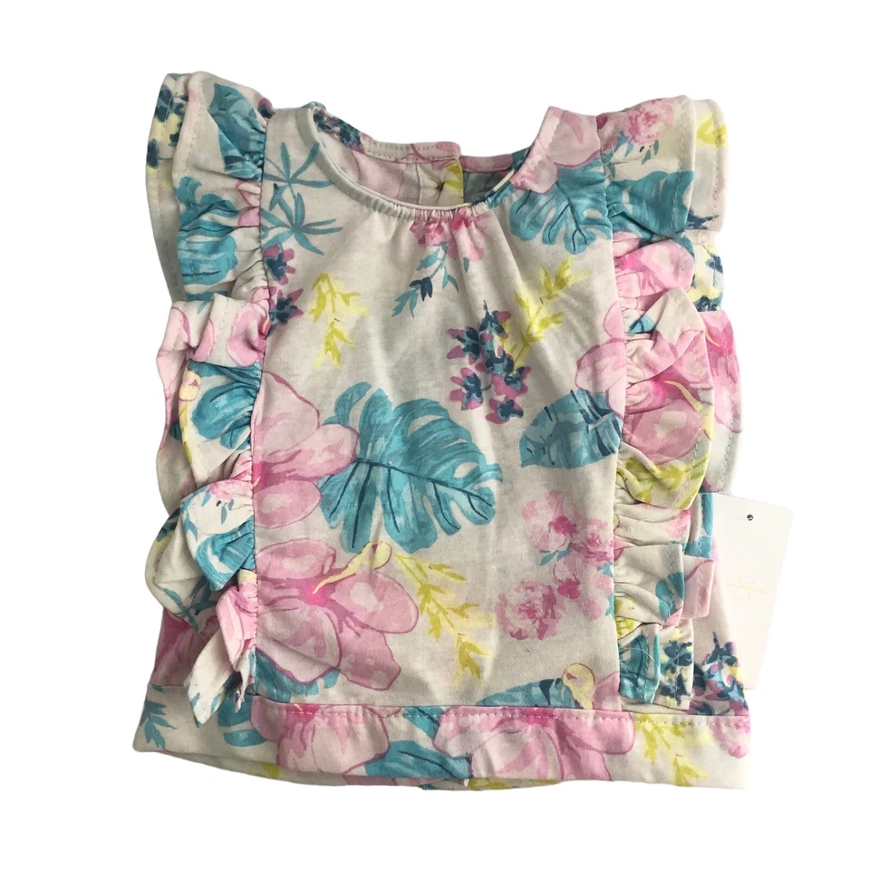 Jessica Simpson 2 Piezas Niño Bebé Niña Conjunto Tropical Top Denim Pantalones Cortos 24M Foto 4 de 4