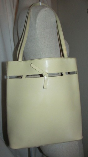 Vntg Kate Spade New York Beige Patent Genuine Leather Purse Shoulder Bag Tote