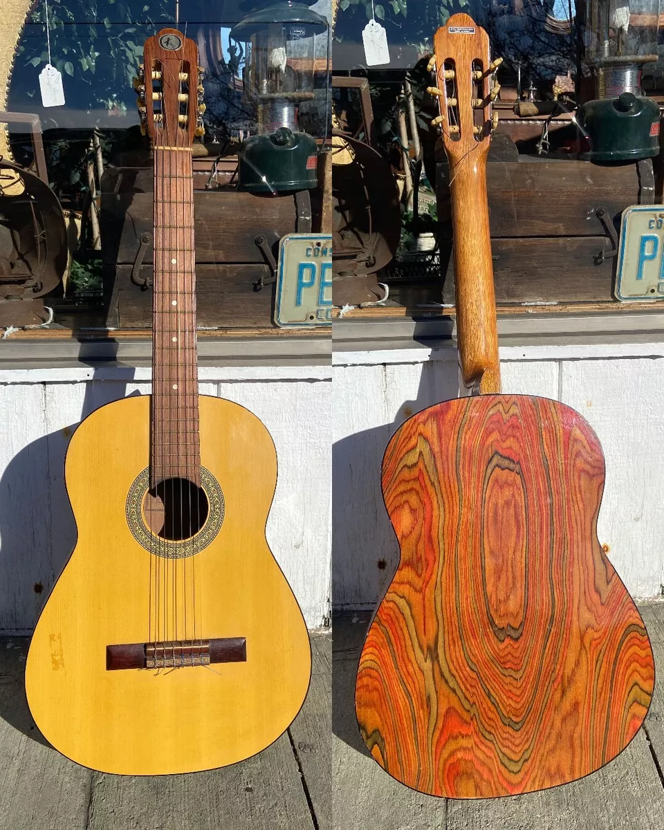 Kay Classical Acoustic Guitar 1970s KC 366 RARE Exotic Tulipwood Hard Shell Case