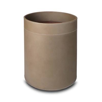 Round Genuine Leather Trash Can/Dustbin/Dry Waste Basket/ Multi purpose Basket