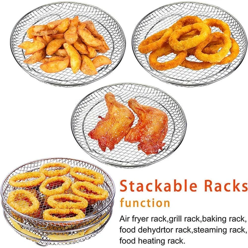3 Tiers Stainless Steel Air Fryer Rack Holder/Baking Tray Skewers BBQ-Rack Round - Picture 8 of 24