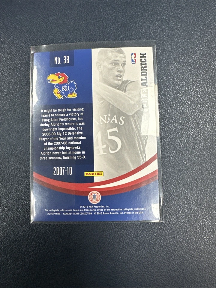 2016 Panini Kansas Multi-Sport Card #38 Cole Aldrich - Image 2 of 2