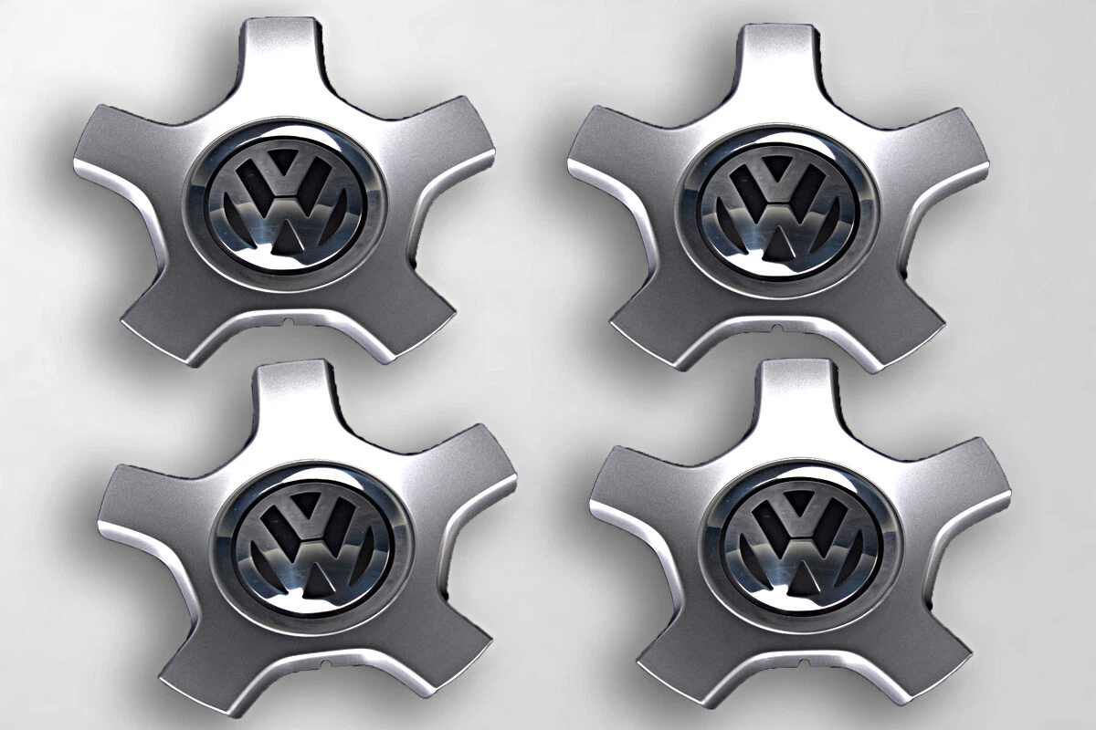 Genuine Diamond Silver Wheel Center Hub Caps 4 Pcs Fits VW Golf