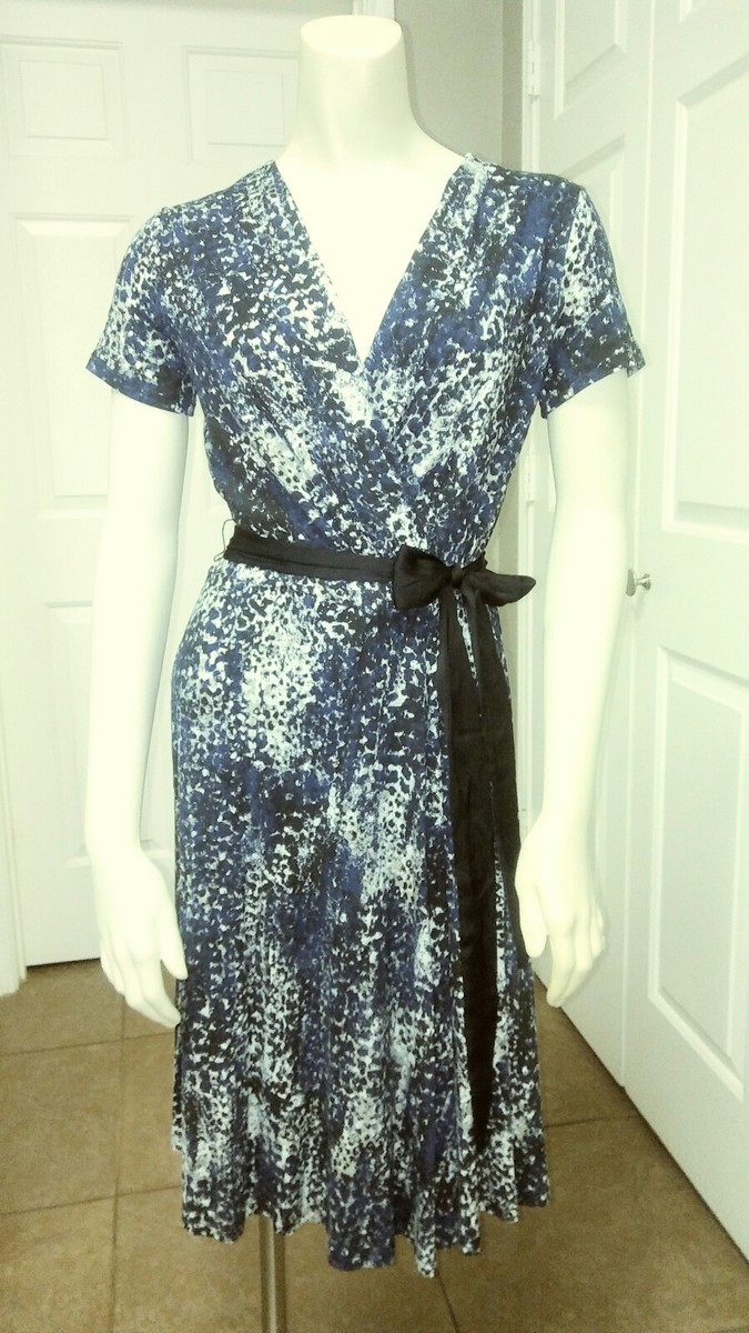 Donna Karan New York Women's XS Jersey Wrap Dress S/S Belted All Over Print  | eBay