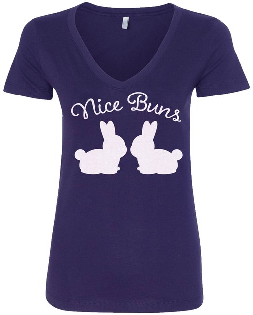 Nice Buns Women's VNeck TShirt Funny Easter Bunny Gift eBay
