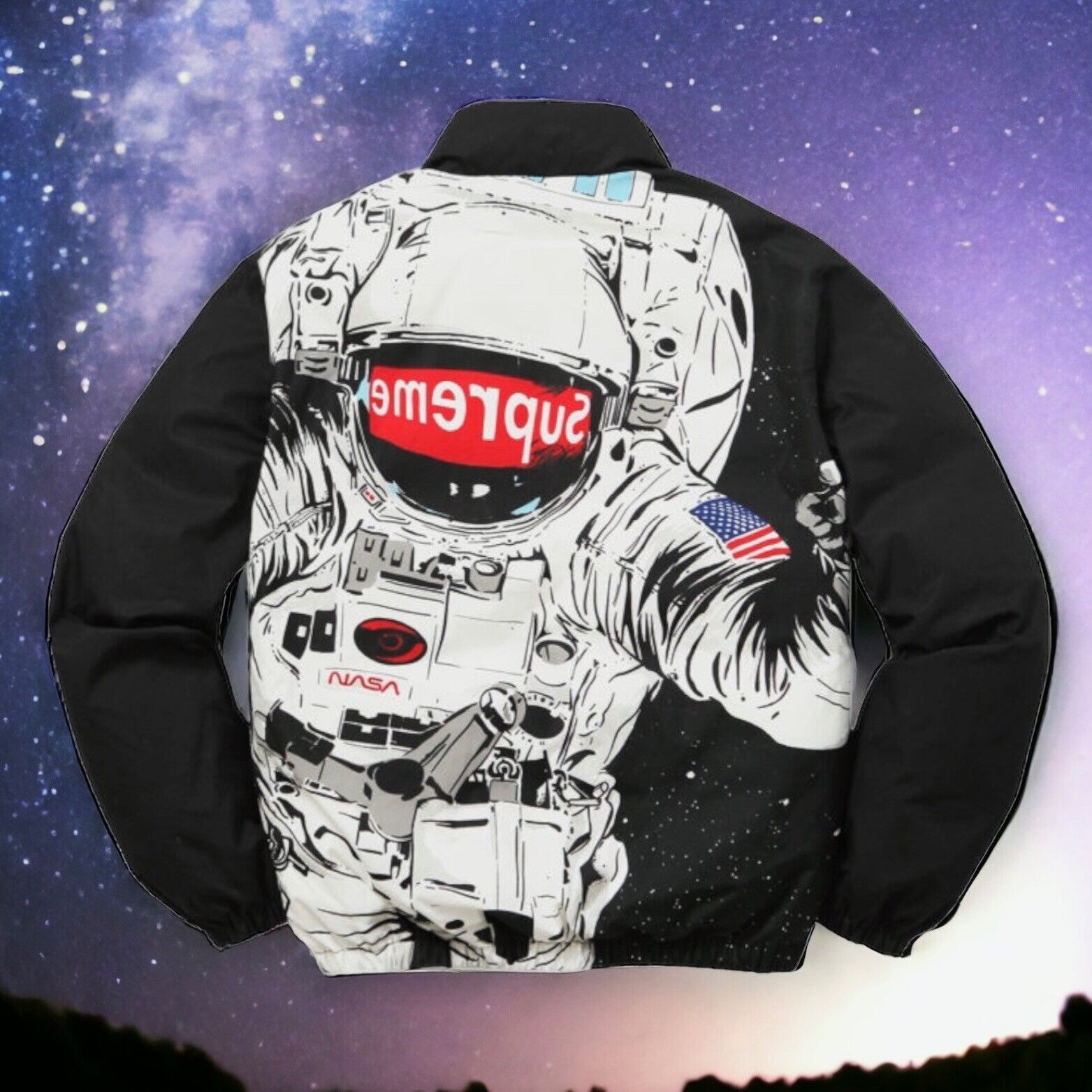 SUPREME Mens Astronaut NASA Puffer Down Jacket Size Medium FW16 Black Rare New