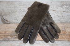 LORETTE Lined Fur Gloves - Women's Medium